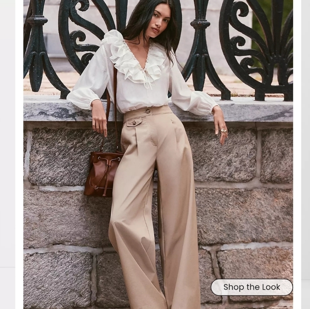 Loft Coin Pocket Pleated Wide Leg Twill Chino Khaki Pocket Pants New With Tag